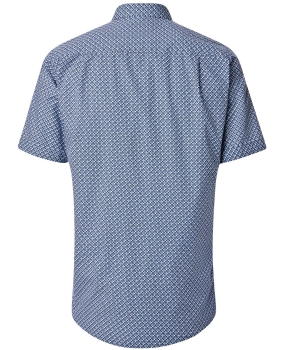 REDMOND Kurzarmhemd blau Schägkaro Print Casual Comfort Fit